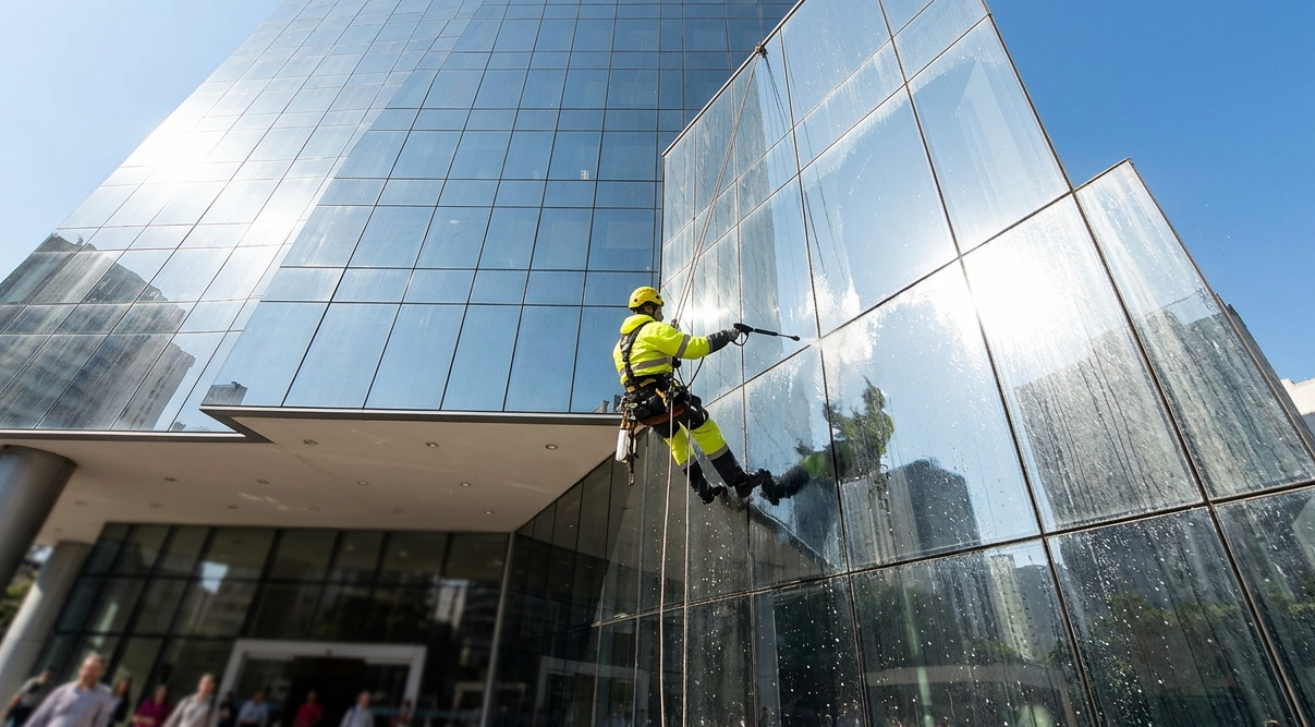 empresa de limpeza de fachada: guia completo para escolher e contratar - esl limpeza Lavagem técnica de fachadas com hidrojateamento de alta pressão e detergentes biodegradáveis. Remoção de poluição e fuligem de concreto, vidro e ACM em altura, Limpeza de fachadas em Alphaville,